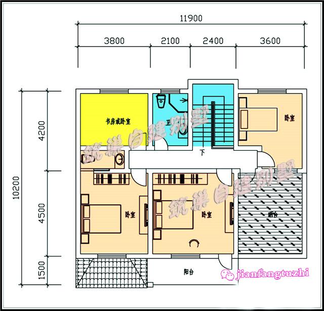 110平方米带车库二层自建小别墅设计CAD施工图纸带效果图