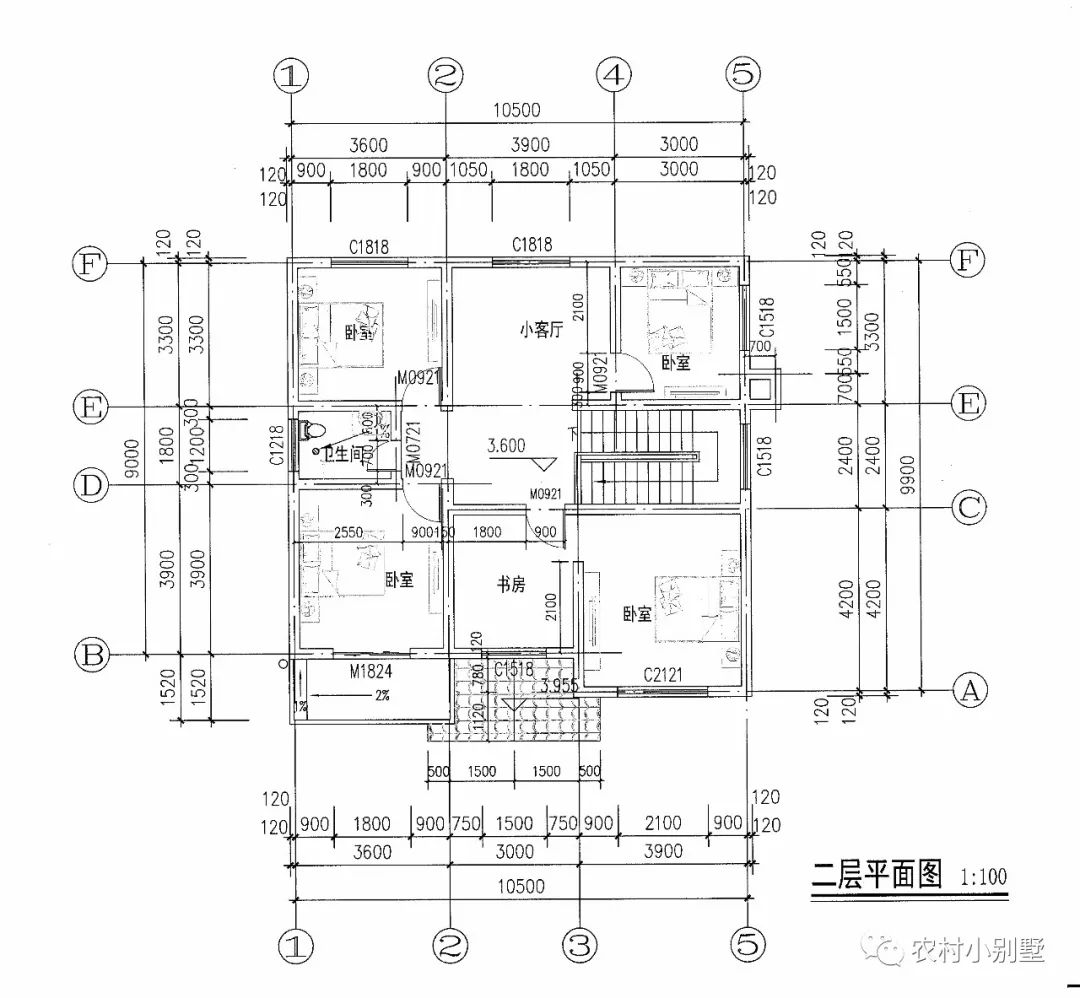 10.5×10米二层农村小楼设计图，生三胎都够住