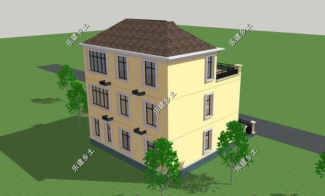 12X11米简欧式别墅设计图，整体方正简约，大方得体，建在乡村不显张扬，简约中又不乏精致。
