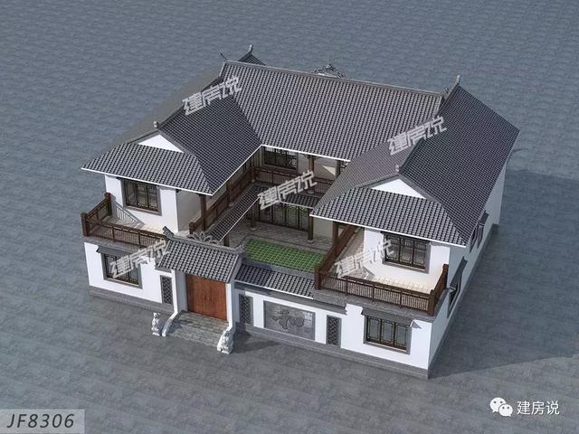 19X16米二层中式别墅设计图，自带中井和露台花园，你想要的样子它都有！