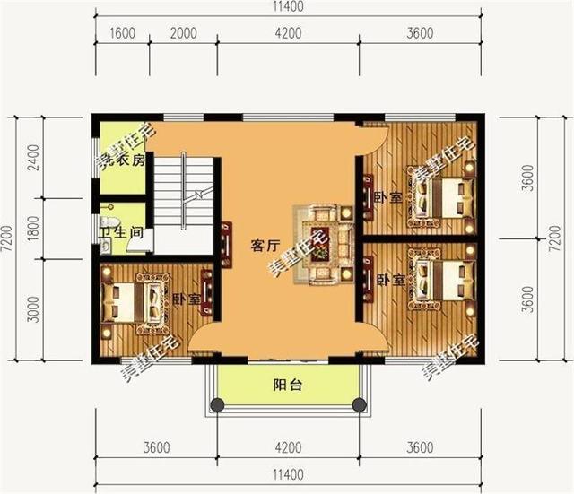 三层简欧别墅设计图，9室4厅加露台，占地86.6平，简直是小宅基地的福利
