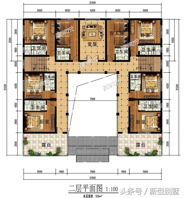 3层中式四合院自建房设计图，可自住可做酒店民宿