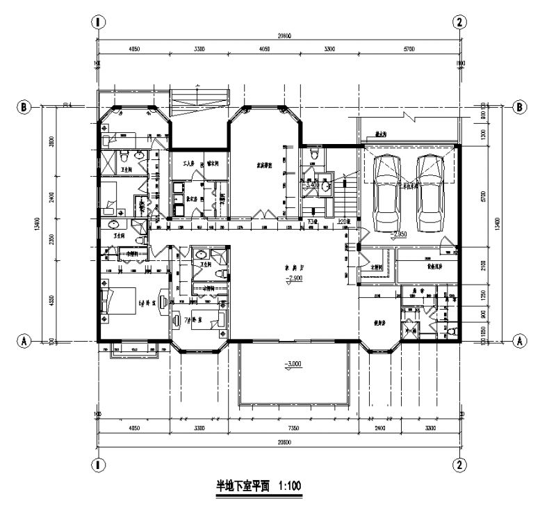 20x13米二层带地下室别墅，复式客厅+双车库