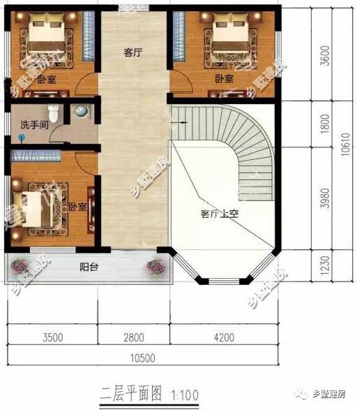 四室二厅二层别墅设计图，带挑空客厅+旋转楼梯，只需要21万就能建成，你不信？