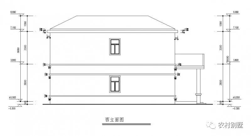 一层半农村住宅设计图，户型方正，四开间设计