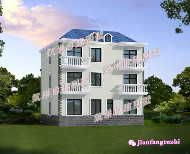 120平米12x10米农村三层简欧别墅设计，多个外挑阳台，简约实用！