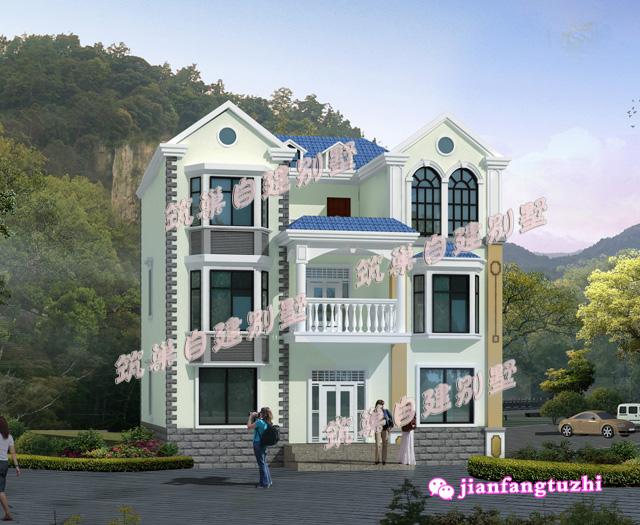12x10米三层别墅设计图，多个外挑阳台，外观简约，户型外观清新淡雅!