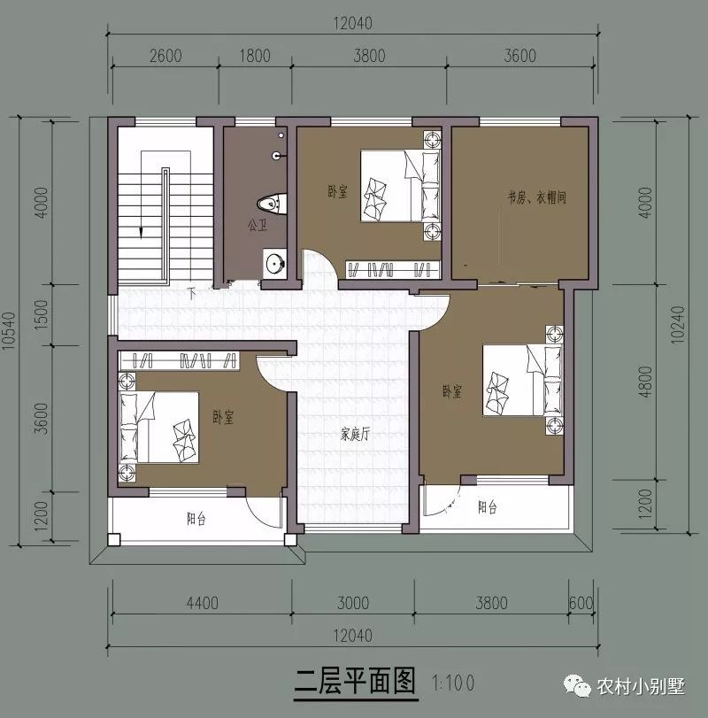 12x10米简约美式二层农村别墅图,20万全搞定