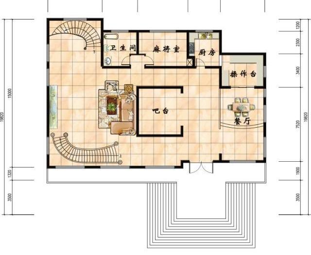 占地300平的二层农村别墅设计图，带旋转楼梯+地下车库，符合现代人的生活需求。
