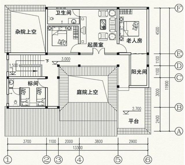 13.3X11.9米中式二层别墅设计图，带车库，想必会勾起你对家乡的思念。