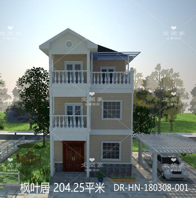 四栋三层别墅设计图，简单实用，户型温馨，适合农村建设。