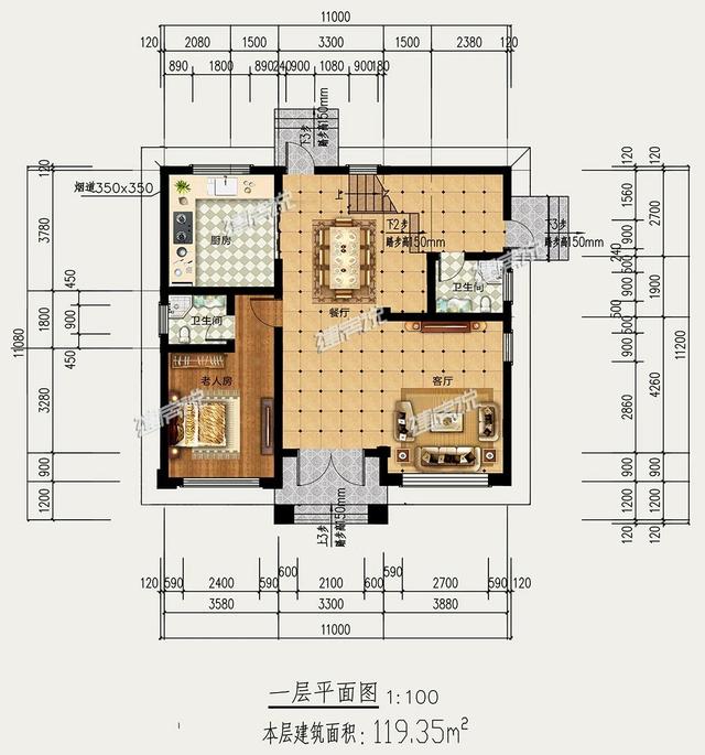 占地120平的三层别墅设计图，简单实用，我很喜欢这一款。