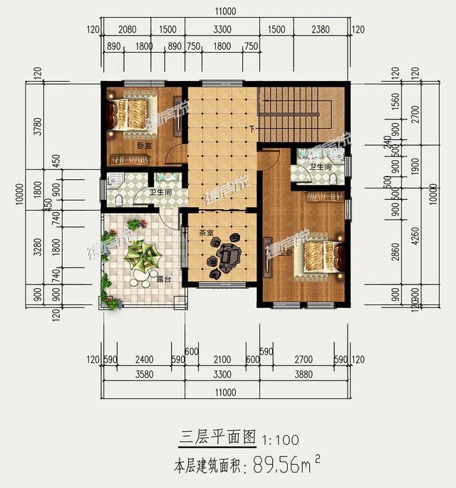 占地120平的三层别墅设计图，简单实用，我很喜欢这一款。