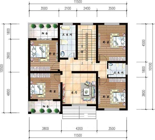 11X10米田园农村三层别墅设计图，简单实用，很合适年轻人建房哦。