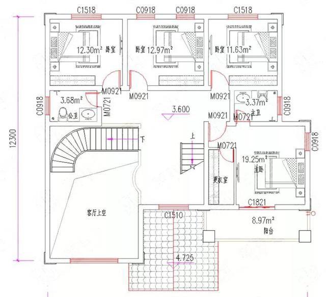 13×12米三层别墅设计图，美观时尚，造价35万以内。