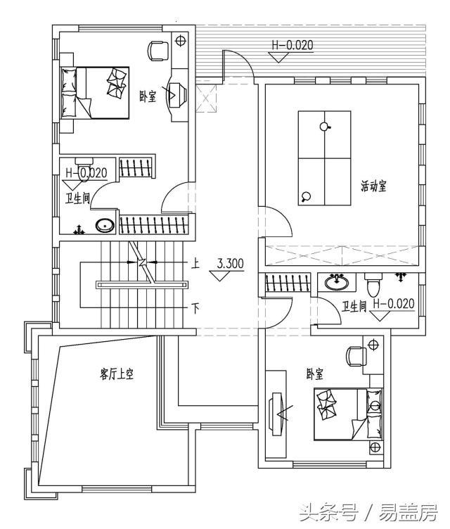 14X11欧式三层别墅设计图，造型霸气，引邻里羡慕，主体造价53万。