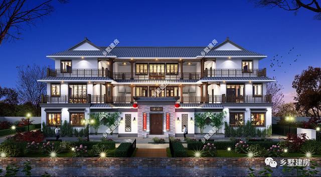 16x14米三层别墅设计图，带院子+花园，造价52万左右，你觉得值吗？