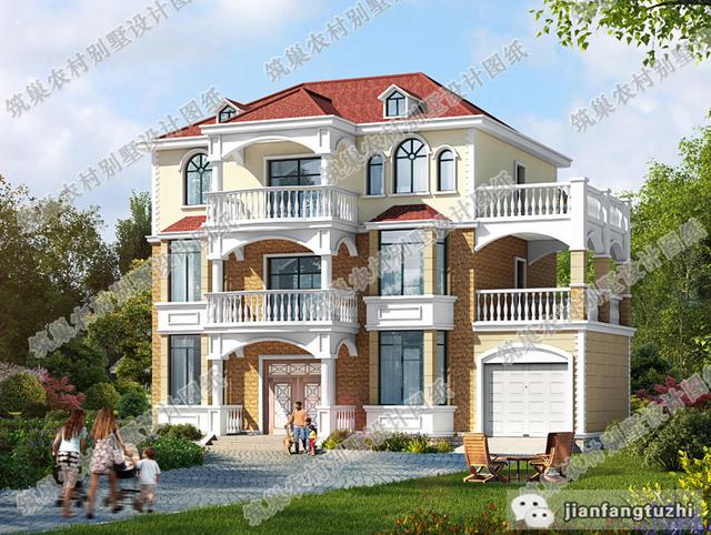 15×10米农村三层别墅设计图，美观实用，造价35万。