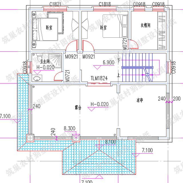 11×10米三层别墅设计图，带凉亭+落地窗，外观简单大气，造价30万。