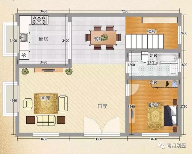 二层乡村小别墅设计图，10.76米×8米，造型美观，布局舒适宜居