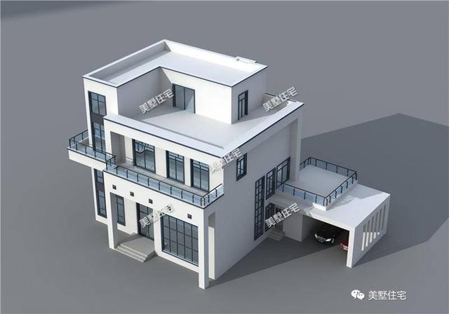 24X19米现代风四层别墅设计图，带旋转楼梯、电梯+车库，比较符合当代人的审美