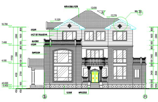 三层独栋别墅设计图，外观造型古朴大方，经济实用