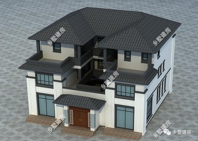 中国风临街带商铺、办公、住家和出租为一体的别墅设计图