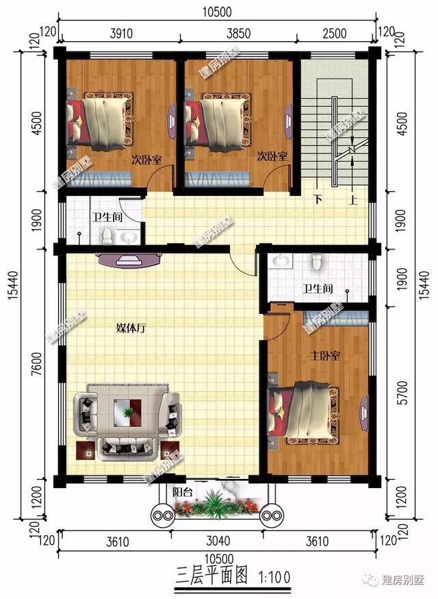 带大露台的四层自建房设计图，既能满足晾晒的需要，又能提供休闲的平台