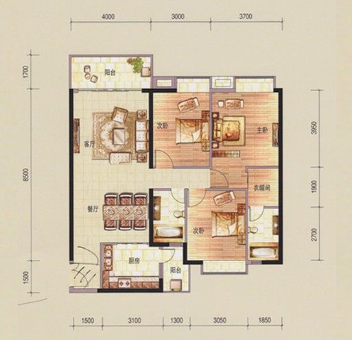 121平米三居室西式古典风格装修完成，装修费用仅花了15万？