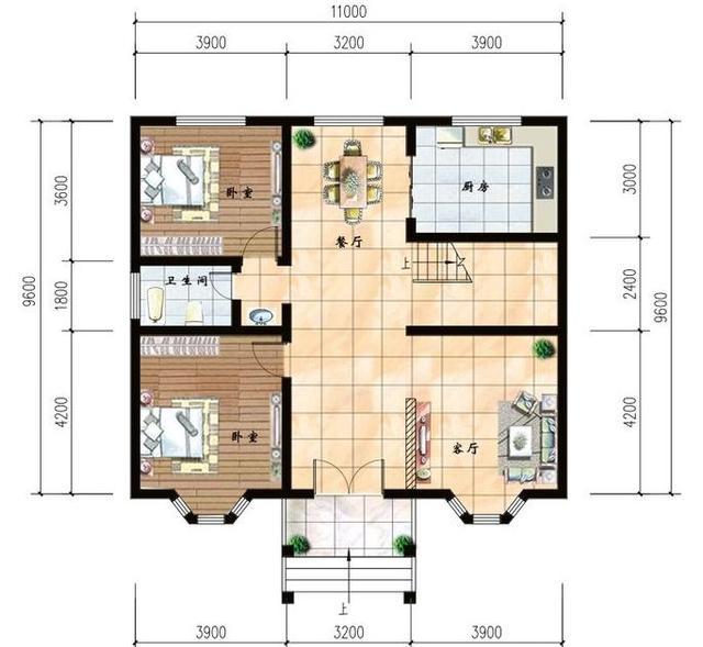 120平米的二层别墅设计图，六室三厅带阁楼很实用