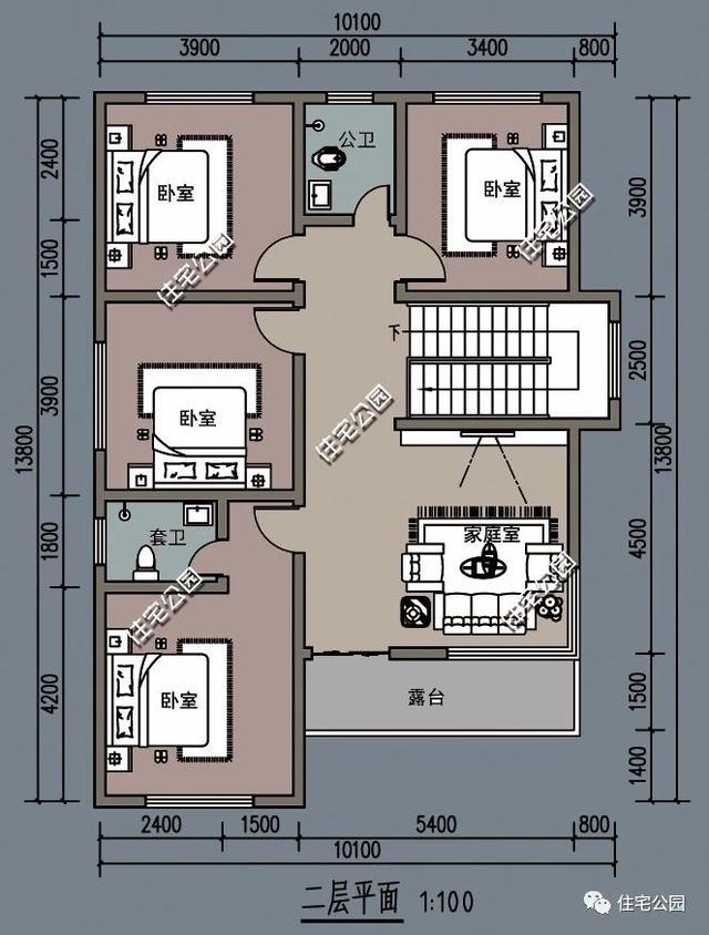 农村10×13米现代别墅，230平设5室3厅还有室内装修图