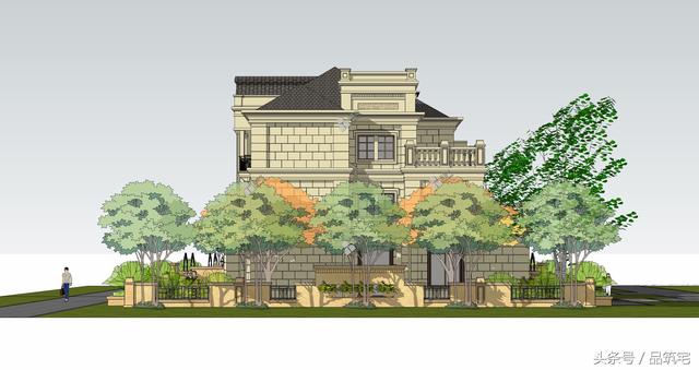 四联排法式别墅设计图，花园+庭院，整体造型大气恢弘