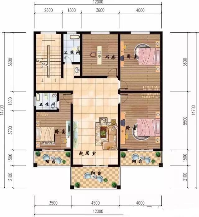 三层精美别墅设计图，12×15米，户型方正，会让人住的非常舒服