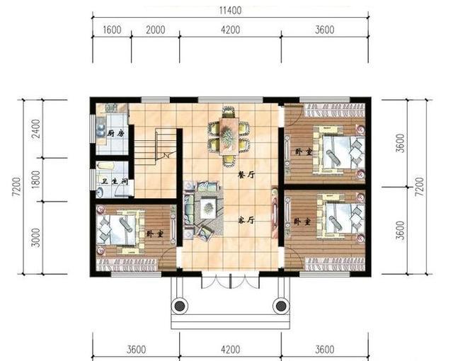 进深8米的两款三层自建房，占地不足120平米设计9间卧室