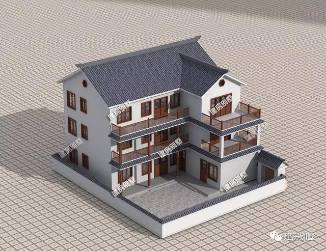 15.8×16.8米三层新中式别墅设计图，城市人都羡慕这样的别墅！