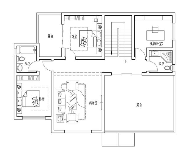 14.5mX11m农村二层小情调别墅设计图，简单大方，适合农村自建。
