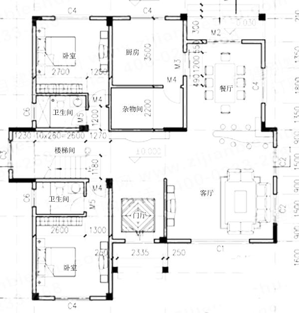 14×4米三层农村别墅设计图，带超大落地窗+挑空大客厅，时尚大气，造价35万