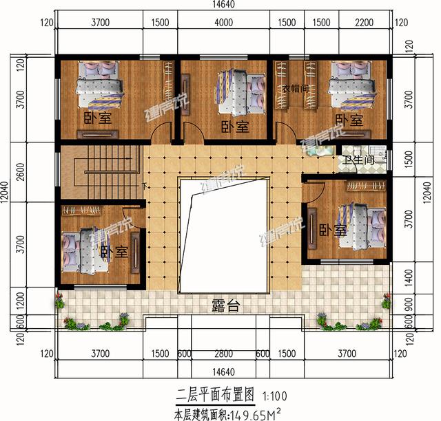 二层农村新中式别墅设计图,有庭有院,特别适合大家庭居住,35万就能盖