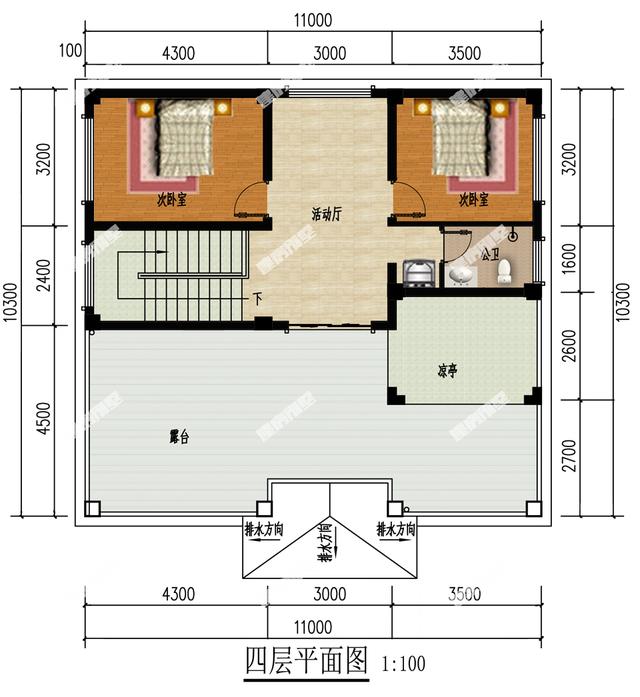 11x10.3四层别墅设计图，占地118平，欢迎参考！