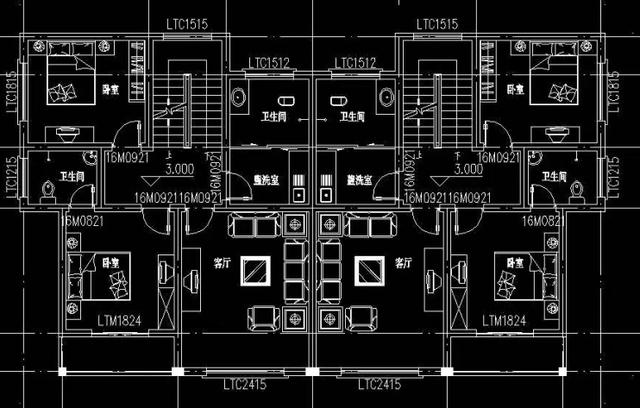框架结构三层双拼别墅设计图：18×11米带堂屋造价50万以内！