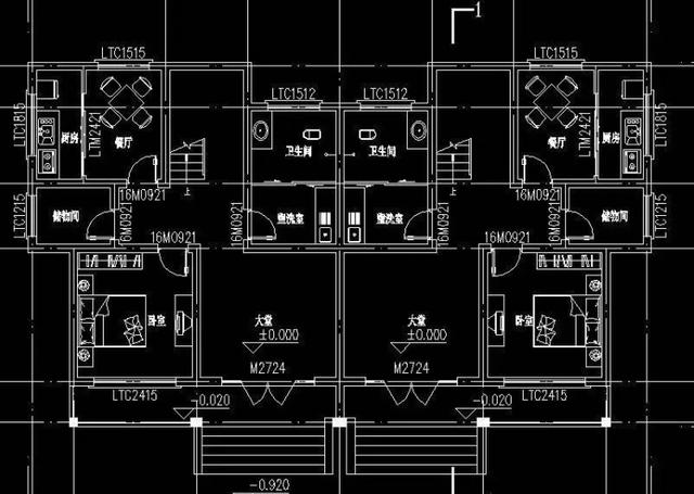 框架结构三层双拼别墅设计图：18×11米带堂屋造价50万以内！