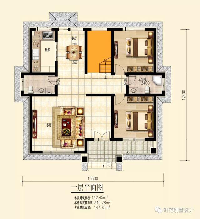 新中式农村别墅设计图，美观稳重，7室2厅适合自建。