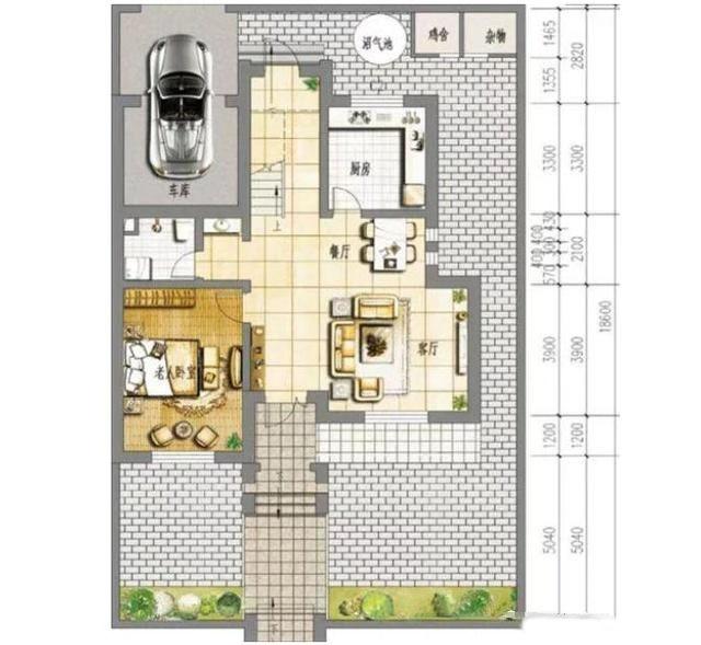 最新款式的别墅设计图，占地100平米，四室两厅带车库，实用又大气。