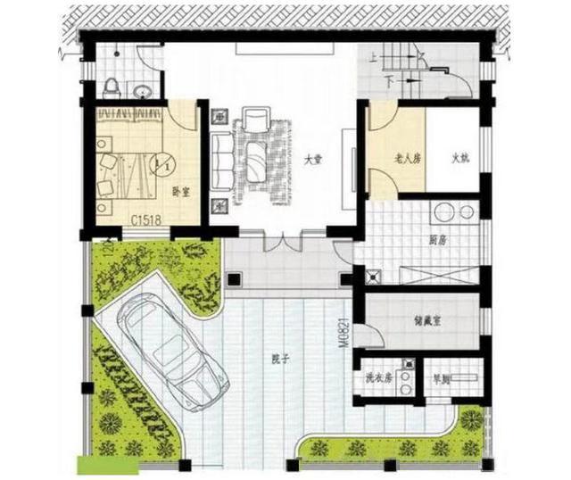 最新款式的别墅设计图，占地100平米，四室两厅带车库，实用又大气。