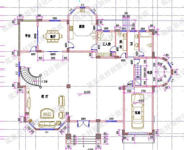 3款带旋转楼梯复式别墅设计图，豪华与实用共存，您值得建造。