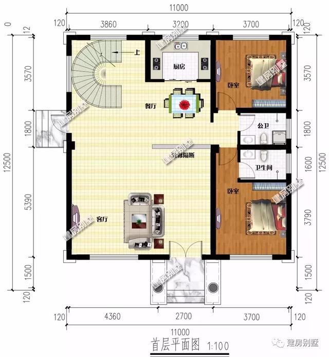 面宽11米三层别墅设计图，第一栋是我们全家人想要的户型！