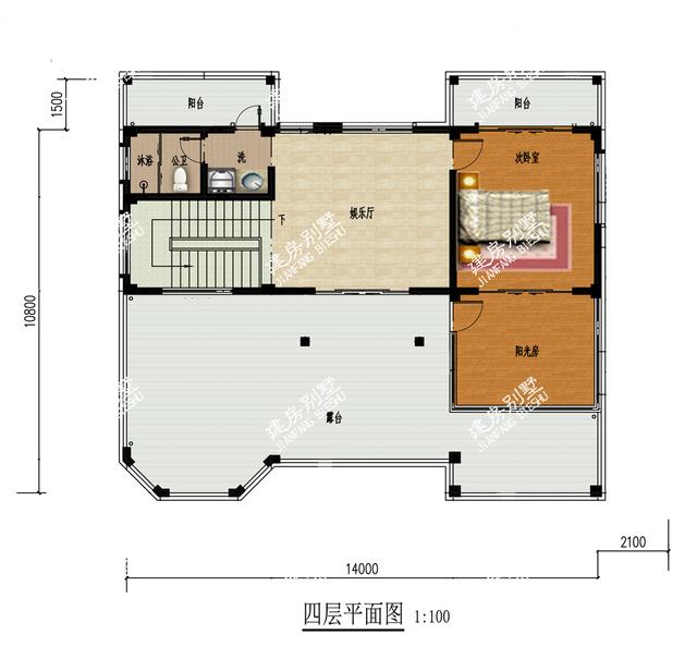 最亮眼的四层别墅设计图，17.5X12.3米，超大堂屋设计，带车库加大露台