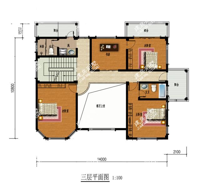 最亮眼的四层别墅设计图，17.5X12.3米，超大堂屋设计，带车库加大露台