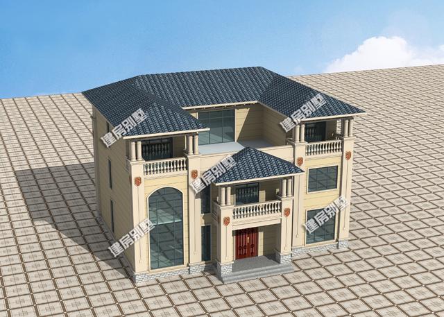 三层豪华别墅设计图，16.1x12.3米，框架结构，主体50万左右