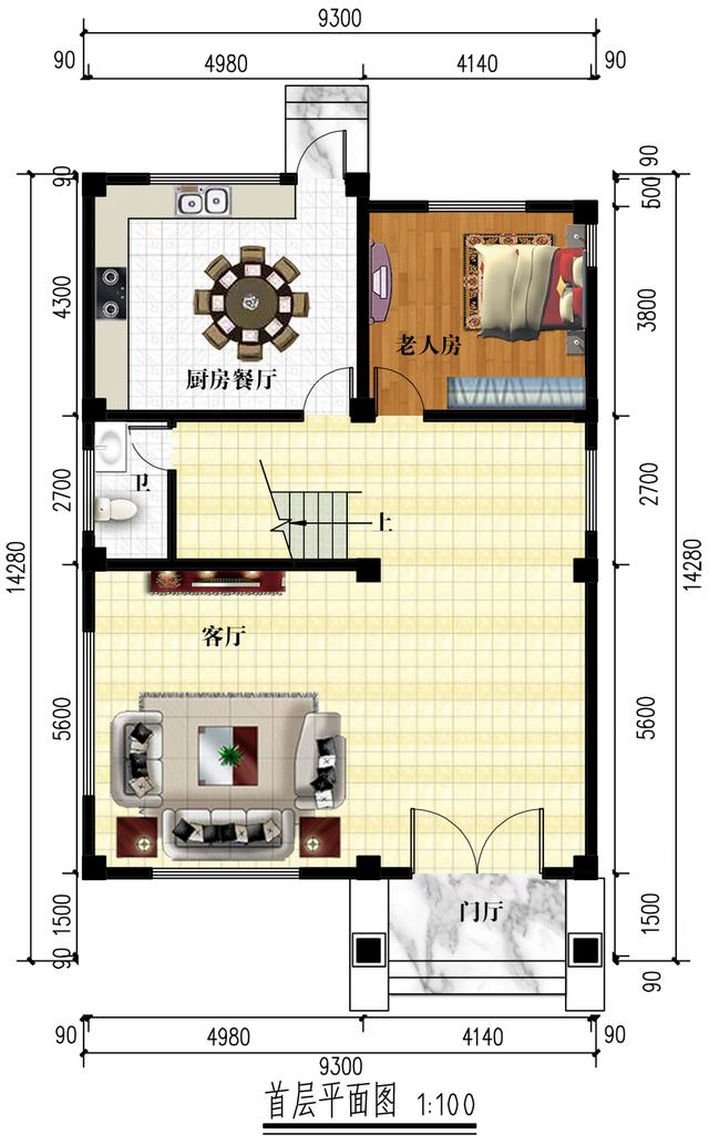 9.3x14.2米三层别墅设计图，外观简单有型，内置布局很实用